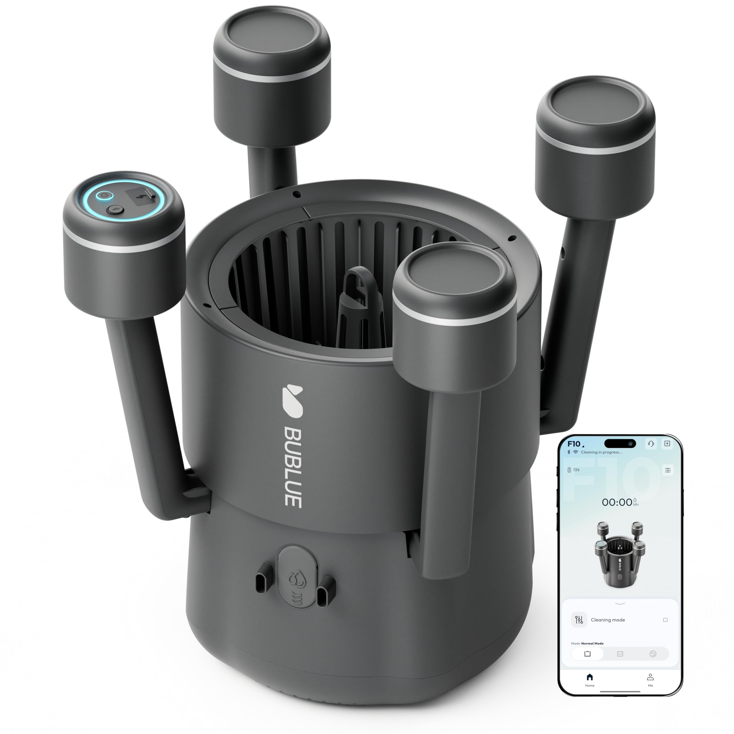 BUBLUE F10 pool surface skimmer robot captures leaves and debris.