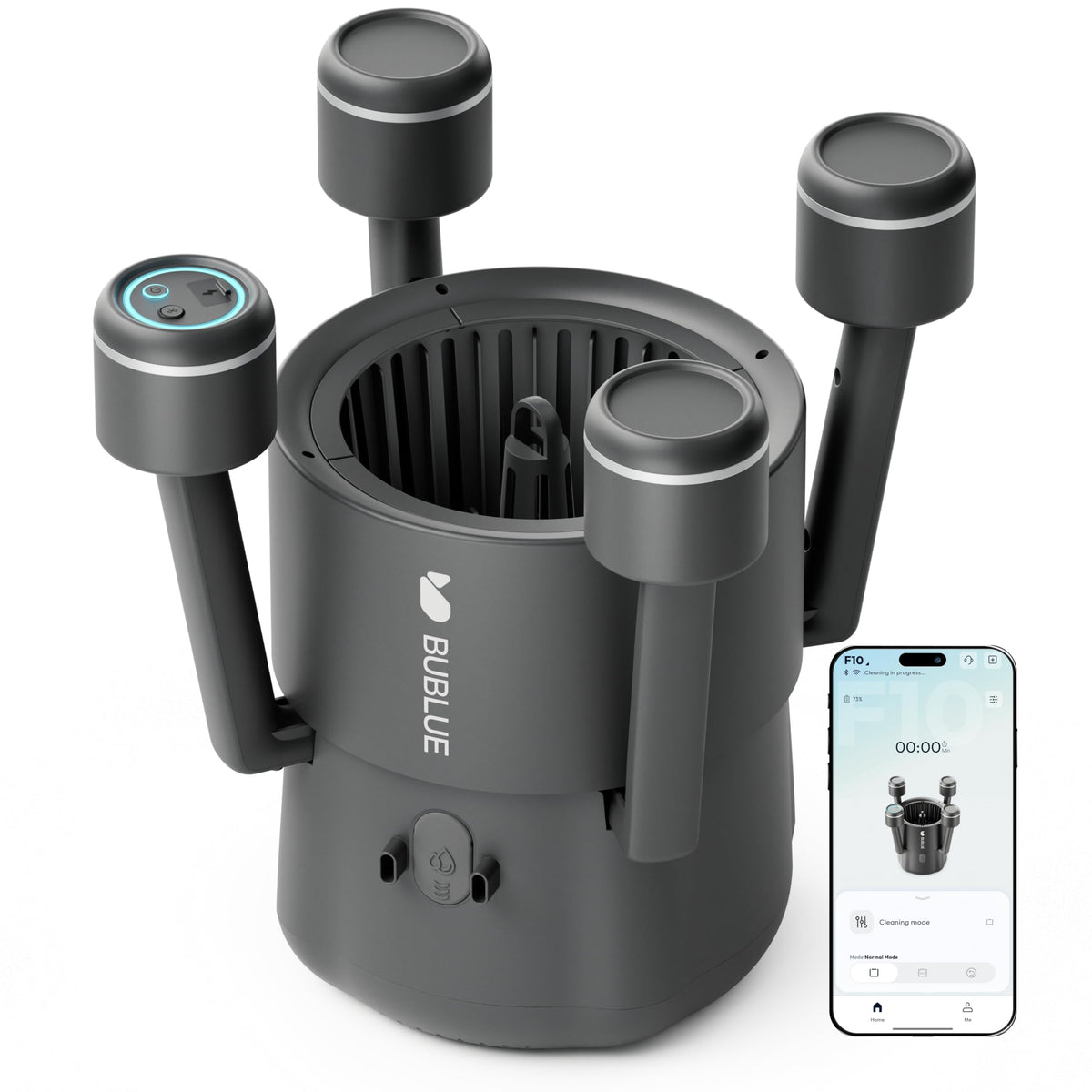 BUBLUE F10 pool surface skimmer robot captures leaves and debris.