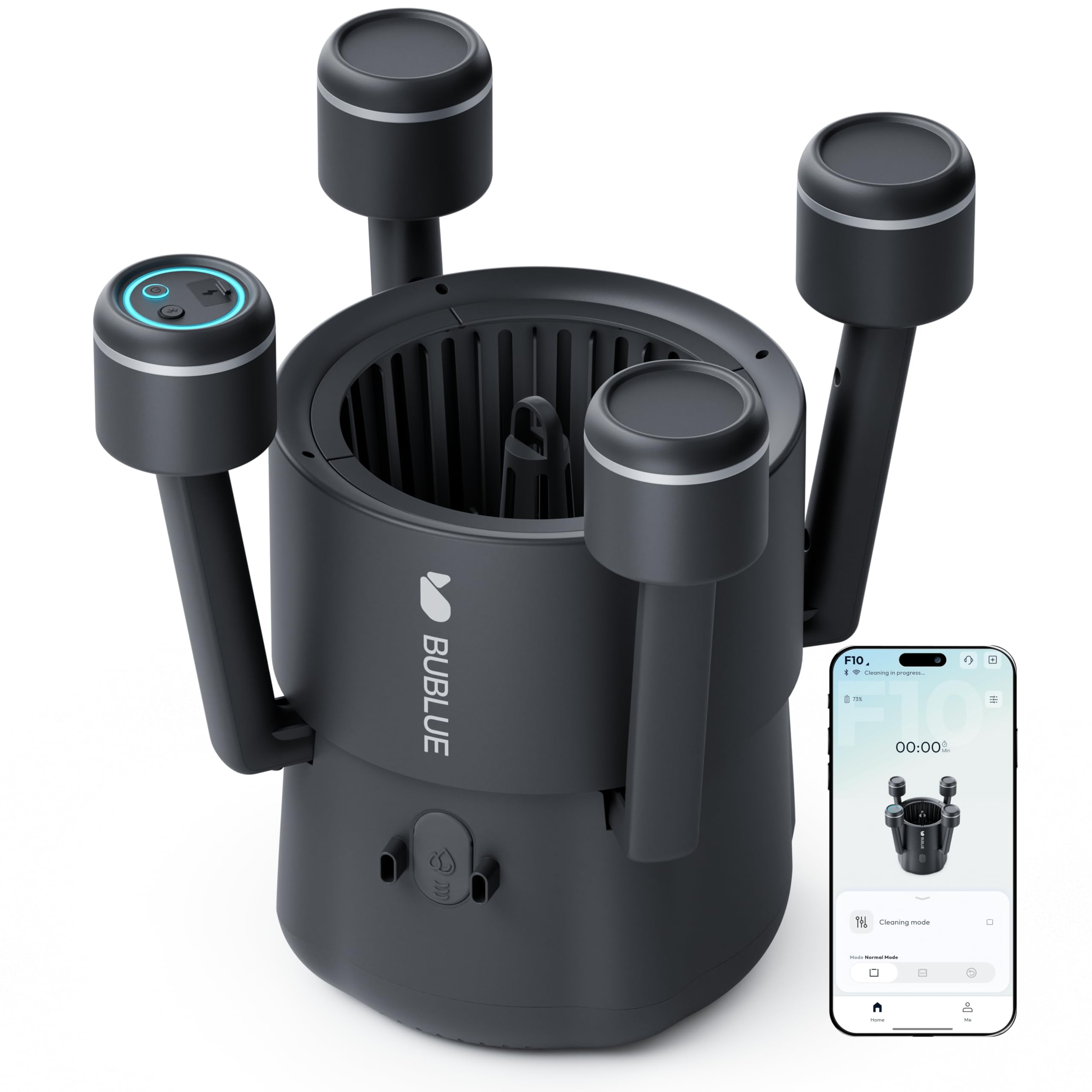 BUBLUE F10 robotic surface skimmer with powerful suction cleans pool surfaces