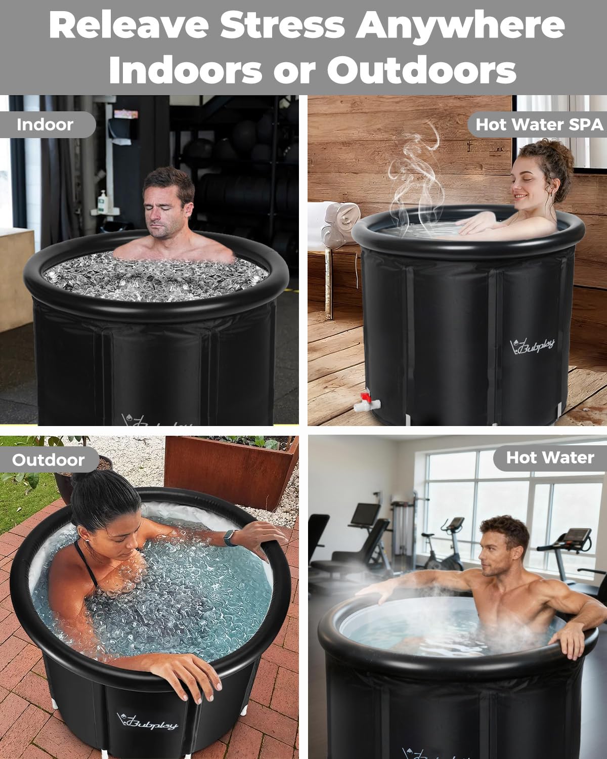 Bubplay Ice Bath tool-free inflation for fast setup.