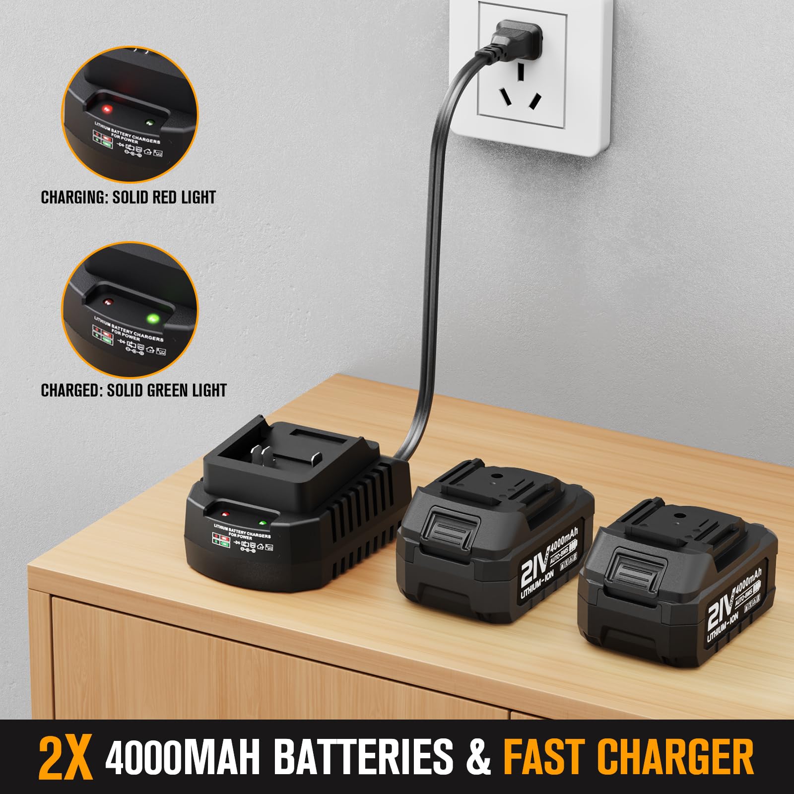 UL-certified fast charger with 2.2A output and safety protection.