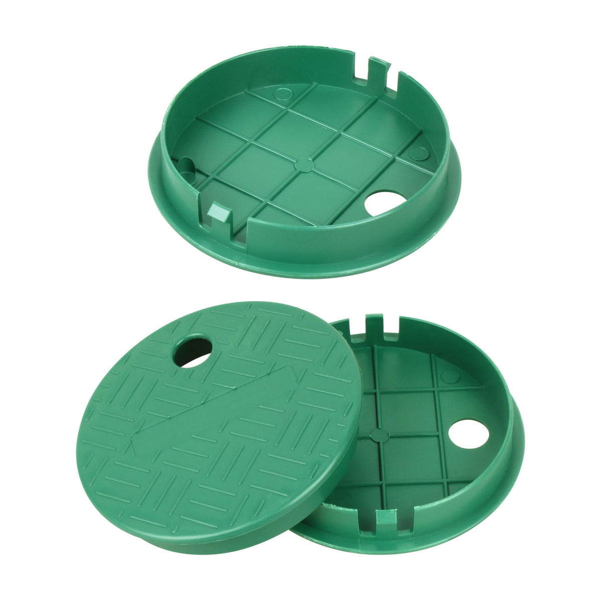Buccilly 6in round valve box cover front view protects irrigation components from debris