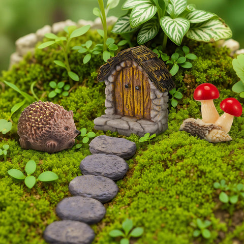 Bucherry arch door welcomes visitors in a miniature garden or terrarium