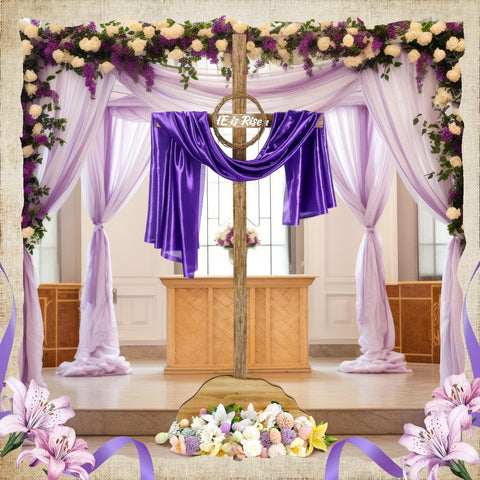 Bucherry decorative cross enhances outdoor celebrations and photo opportunities.