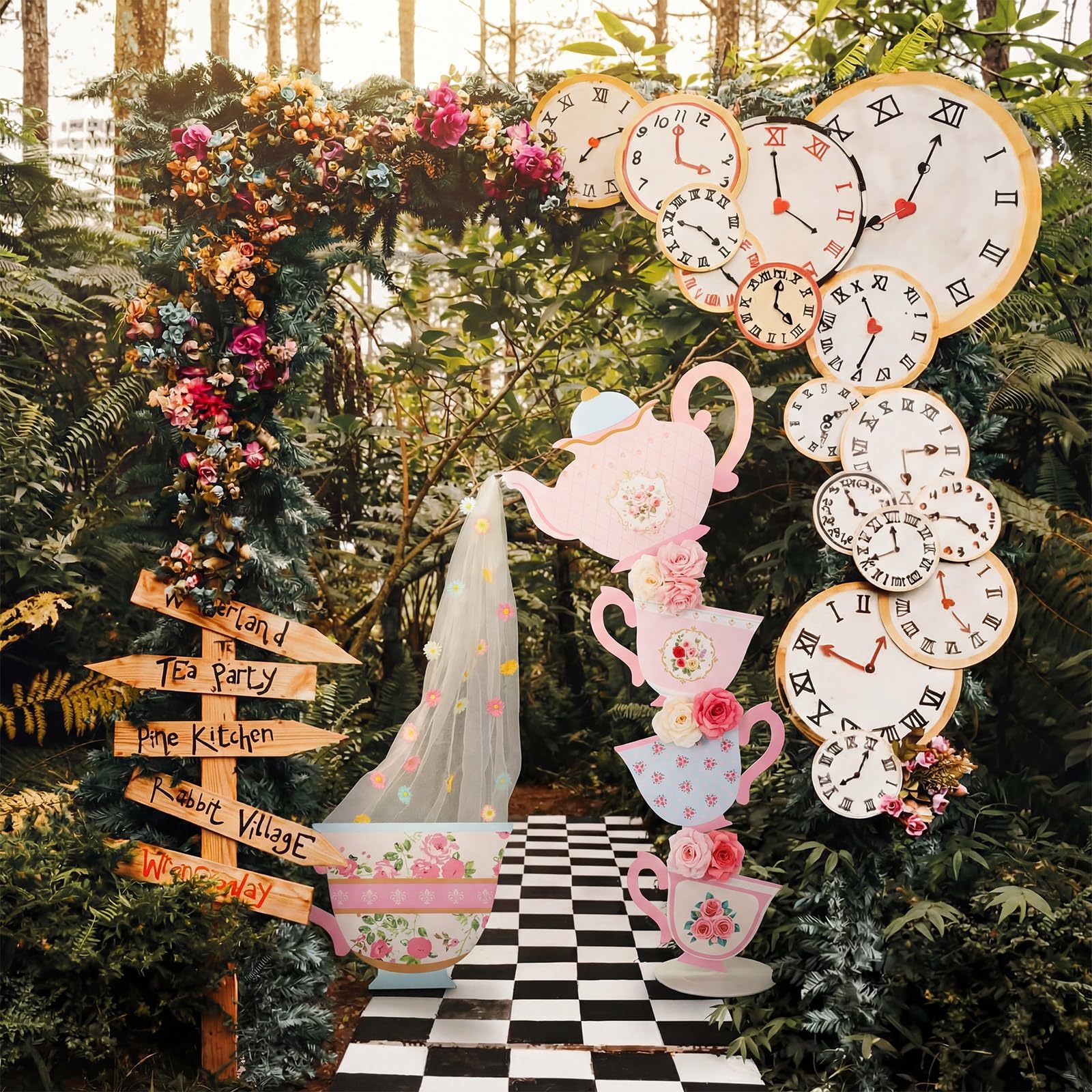 Bucherry garden tea party arrangement enhances outdoor celebrations.