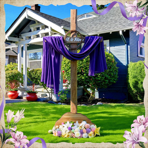 Bucherry outdoor cross stand supports durable lawn display.