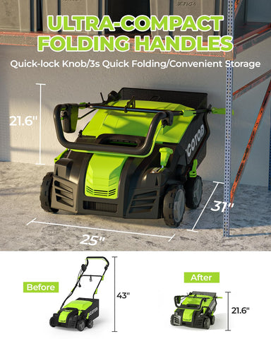 BUCOTOD 55L debris bag traps debris during scarifying.
