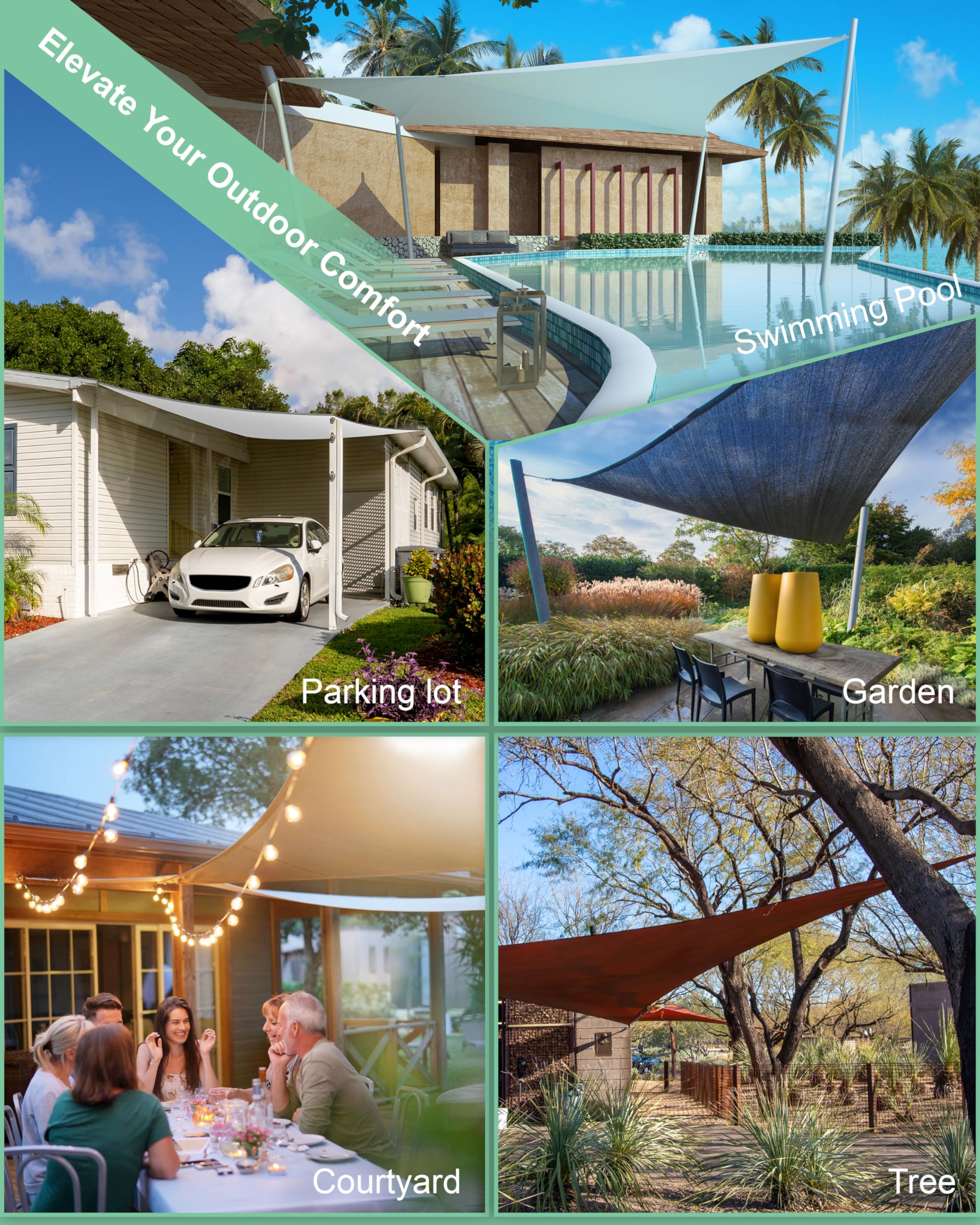 Budoni outdoor shade setup for patios and gardens.