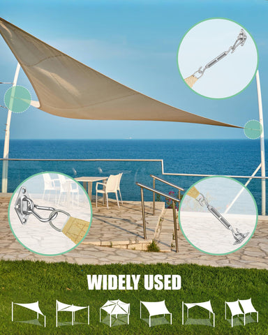 Budoni turnbuckles adjustable 5–7.5 ft for precise tension on shade sails.