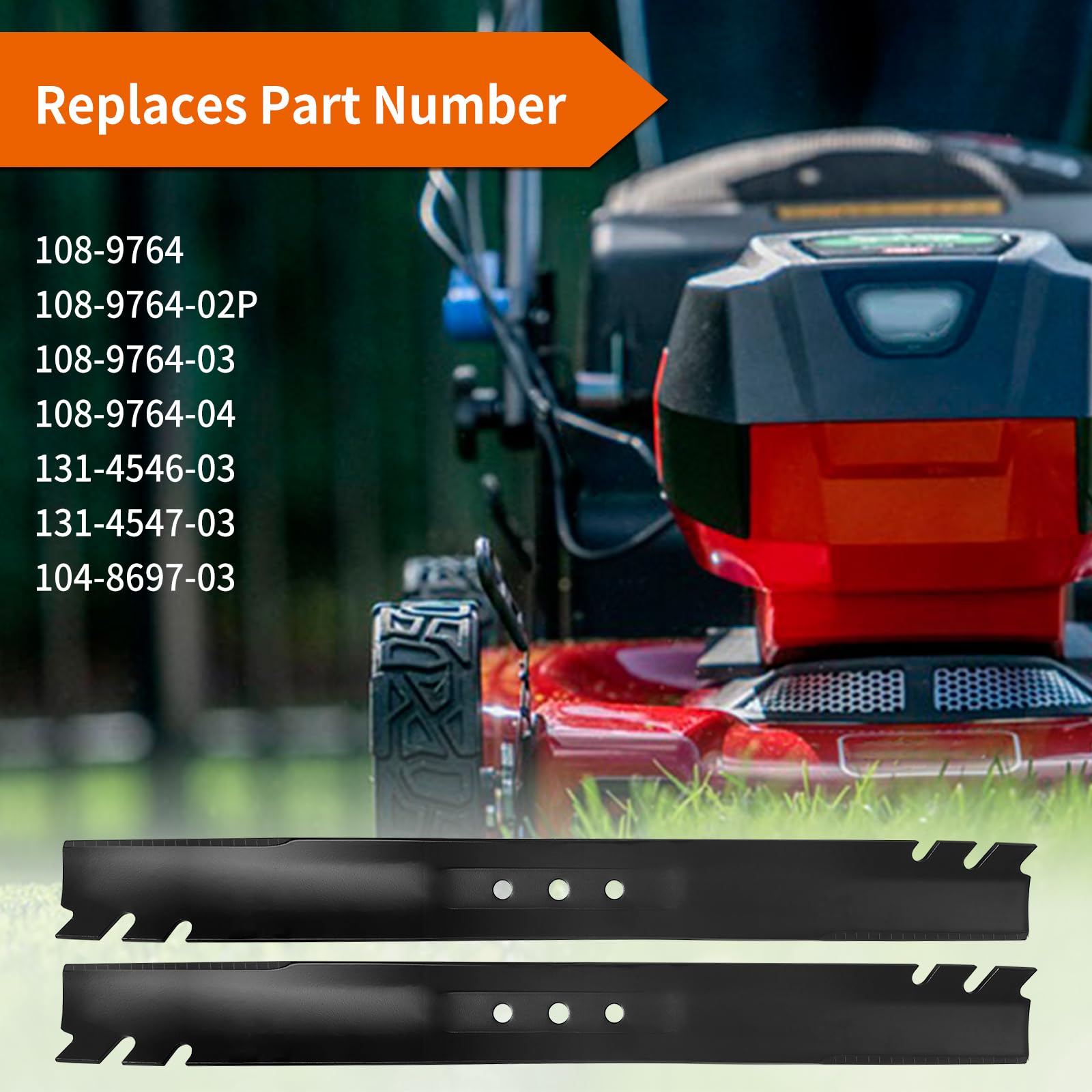 Budrash 131-4547-03 mulching blade in-pack two blades — ready for replacement.