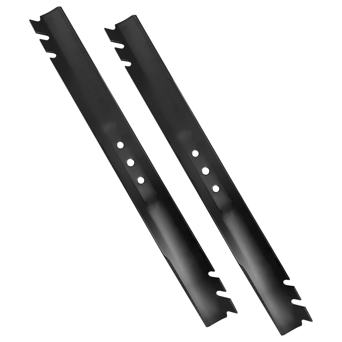 Budrash 131-4547-03 mulching blade for Toro 22 Recycler — serrated teeth close-up for efficient chopping.