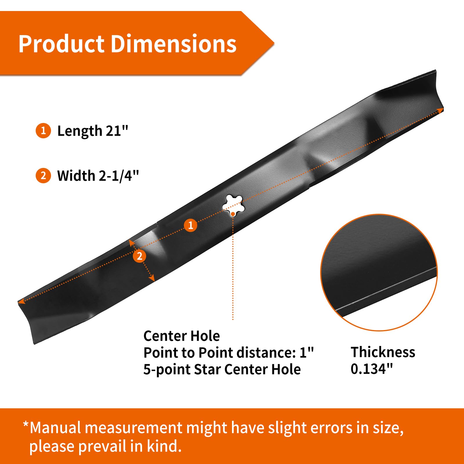Budrash 134149 mower blade side view shows sharp edge for clean cuts.