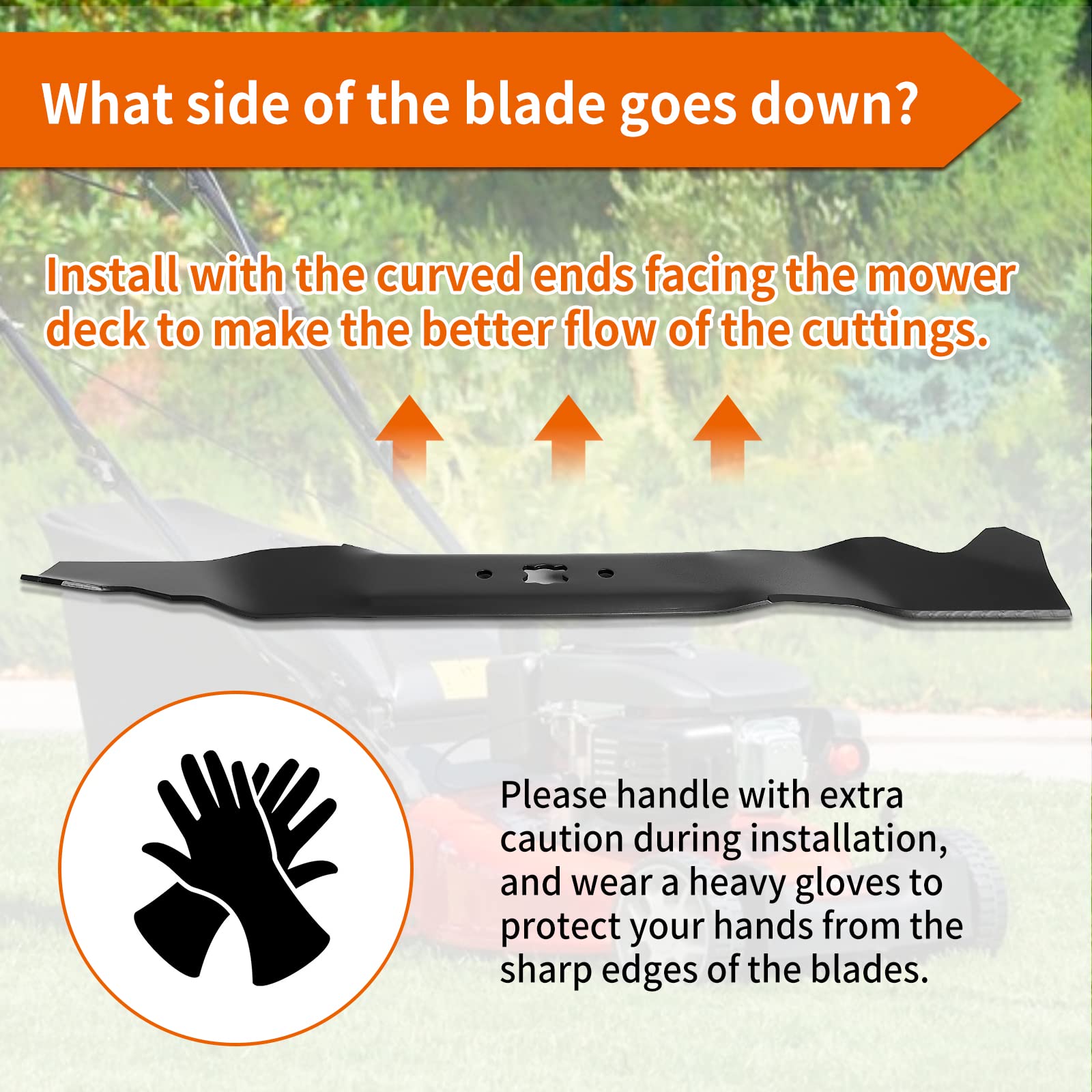 Budrash mulching blade 21-inch; helps mulch clippings into finer debris.