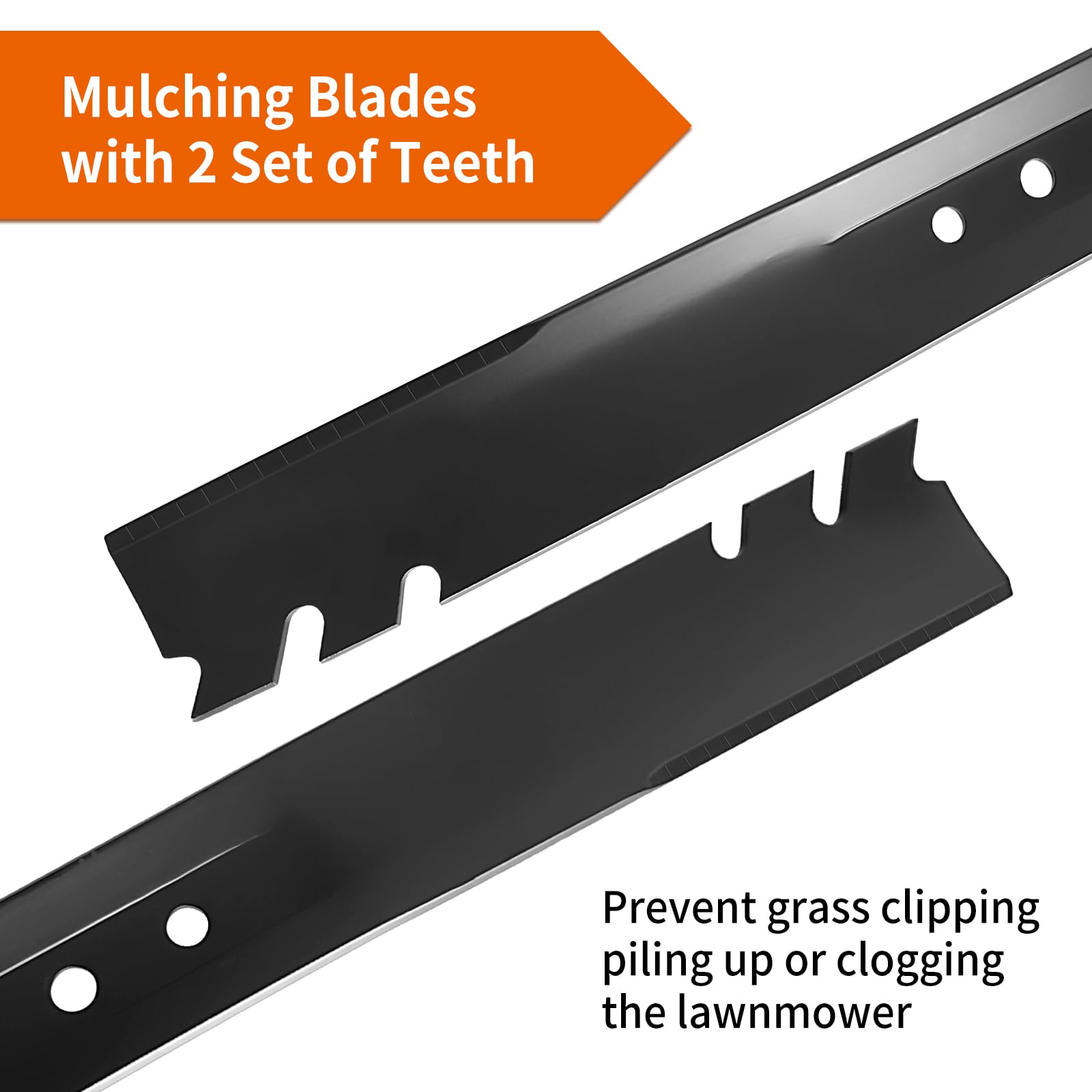 Budrash serrated teeth close-up mulching blade — enhanced clipping action.