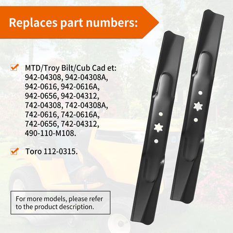 Budrash Troy-Bilt Bronco 42-deck blades pack for dependable yard work.