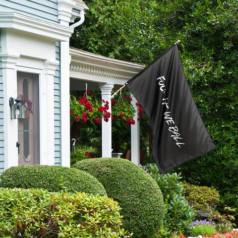 Buduidry Silk-screened flag displays bright colors for walls.