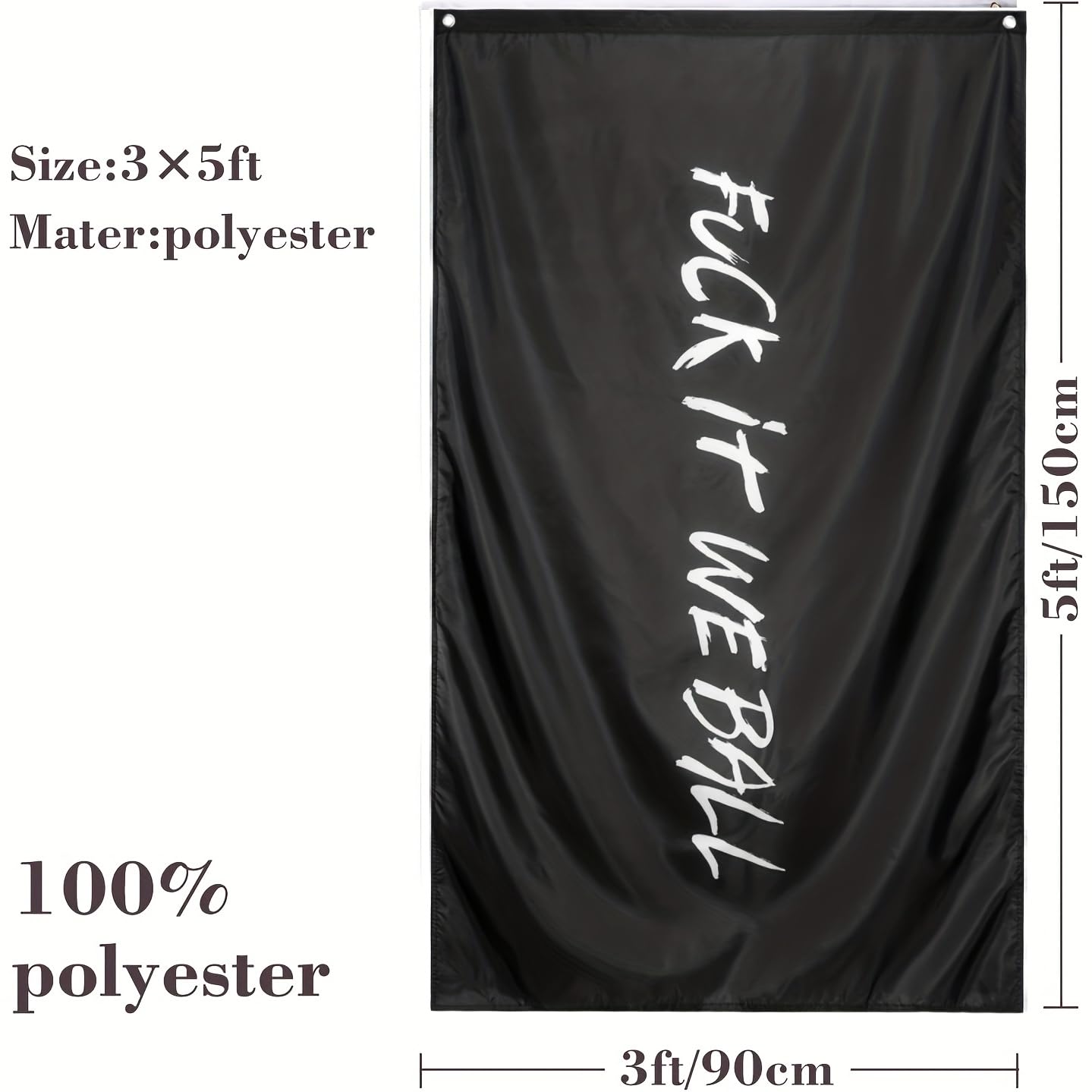Buduidry flag with brass grommets for indoor or outdoor use.