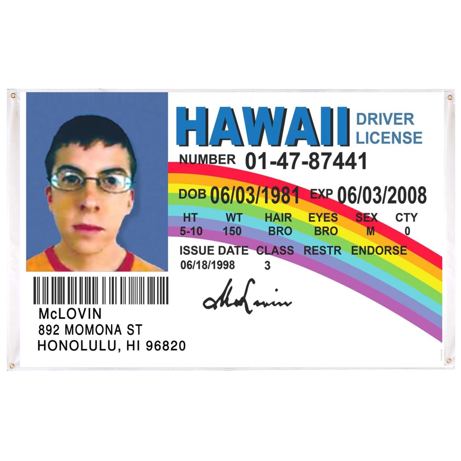 Buduidry novelty fake id flag banner, 3x5 feet, ideal for dorm room decoration.