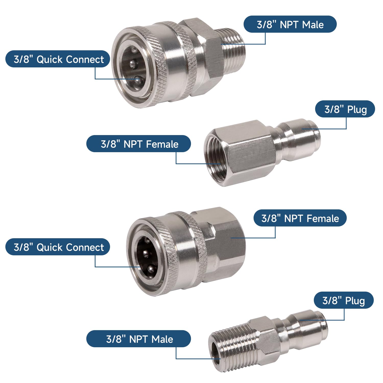 Bufeegua 38 NPT male to quick plug adapter for rapid tool changes