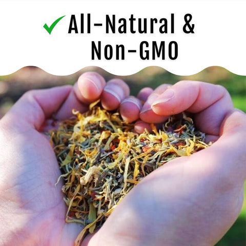 Buff Clucks nesting-box herb treat supports added aroma and inviting nest areas.