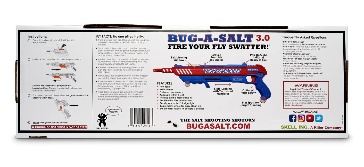 BUG-A-SALT Salt War Freedom 3.0 uses no batteries and is non-toxic.