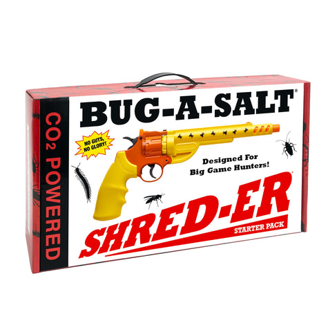 BUG-A-SALT Shred-Er package close-up, showing ammo packs for easy refill.