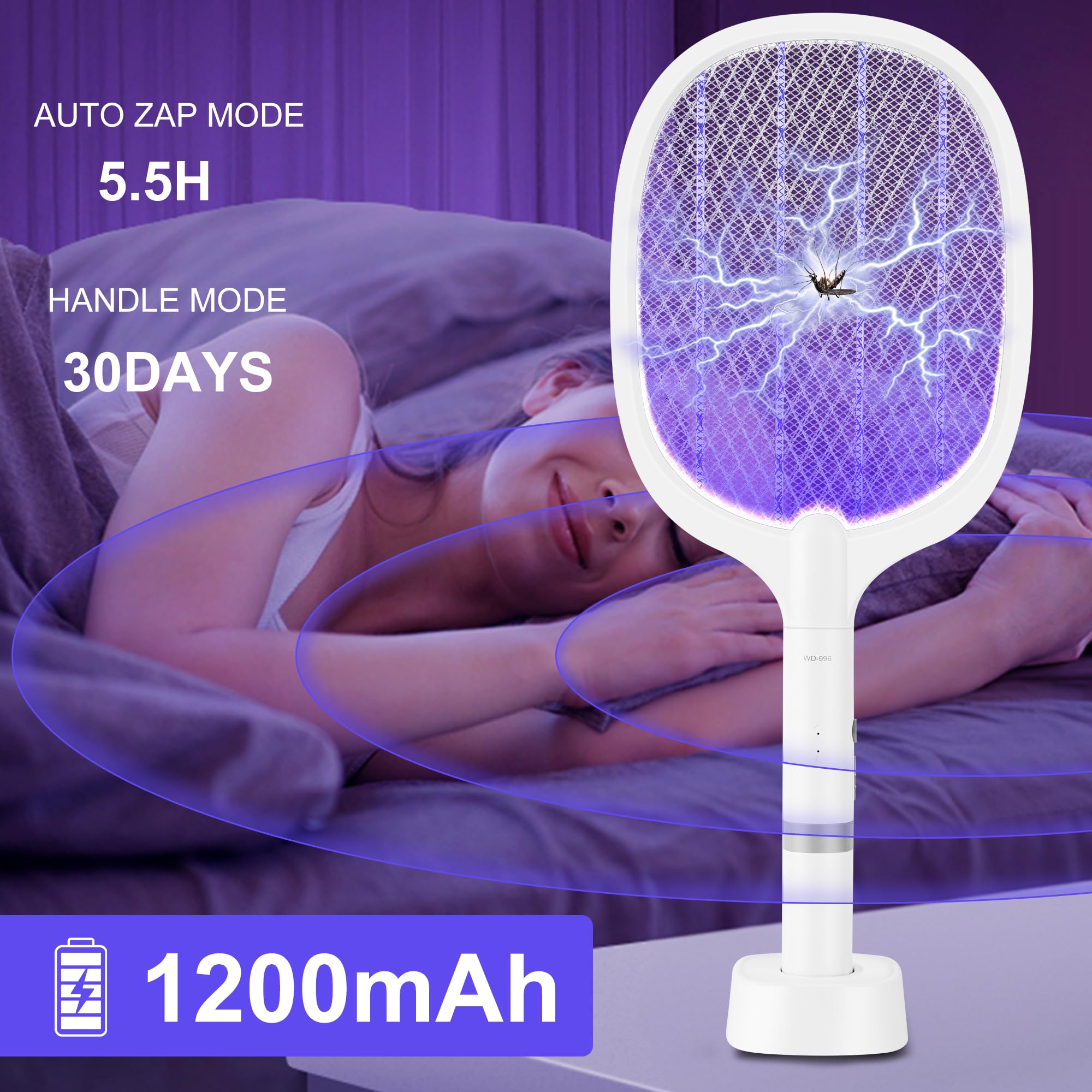 Bug Parking auto zap mode with charging base for hands-free operation