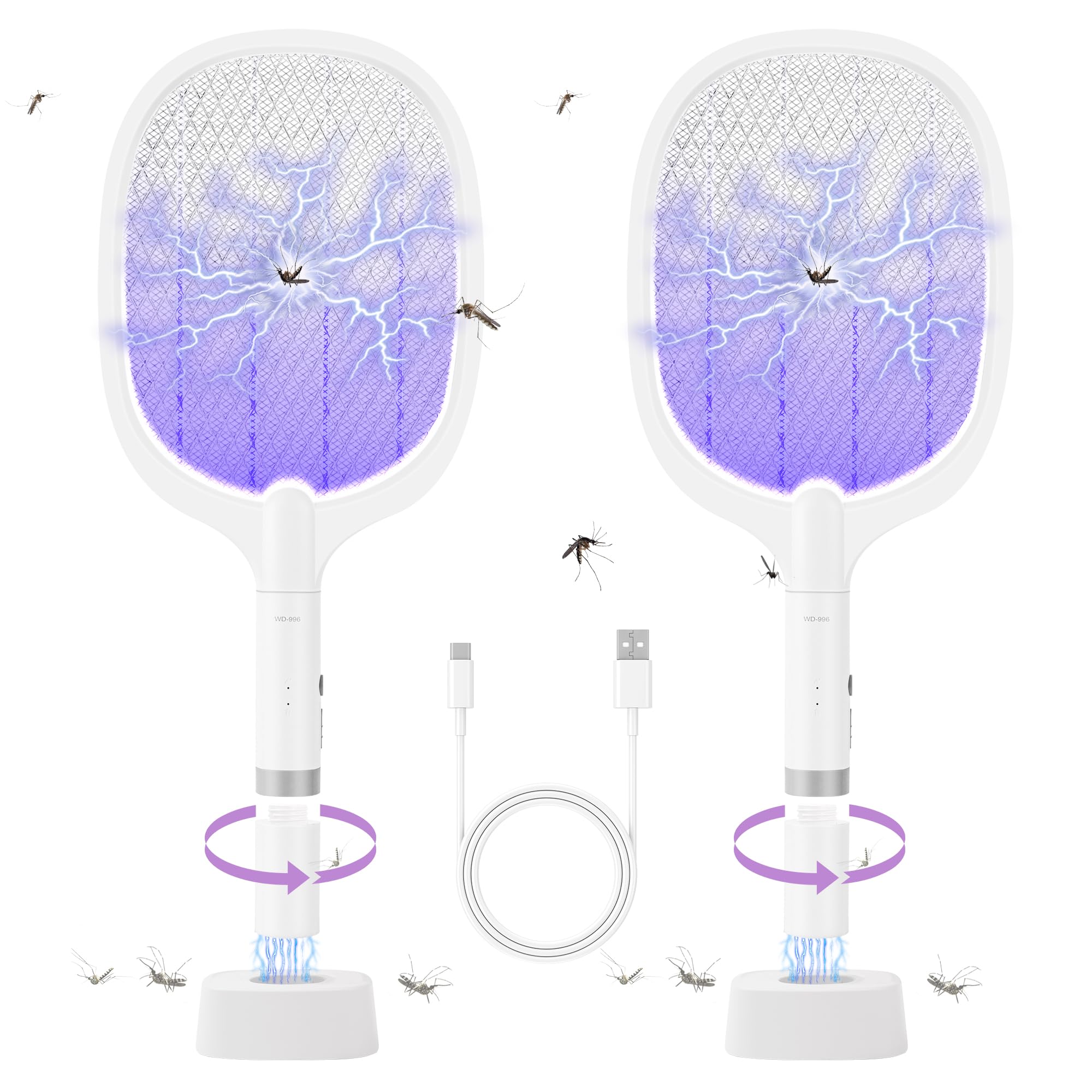 Bug Parking electric fly swatter racket with 4000V power for quick insect control