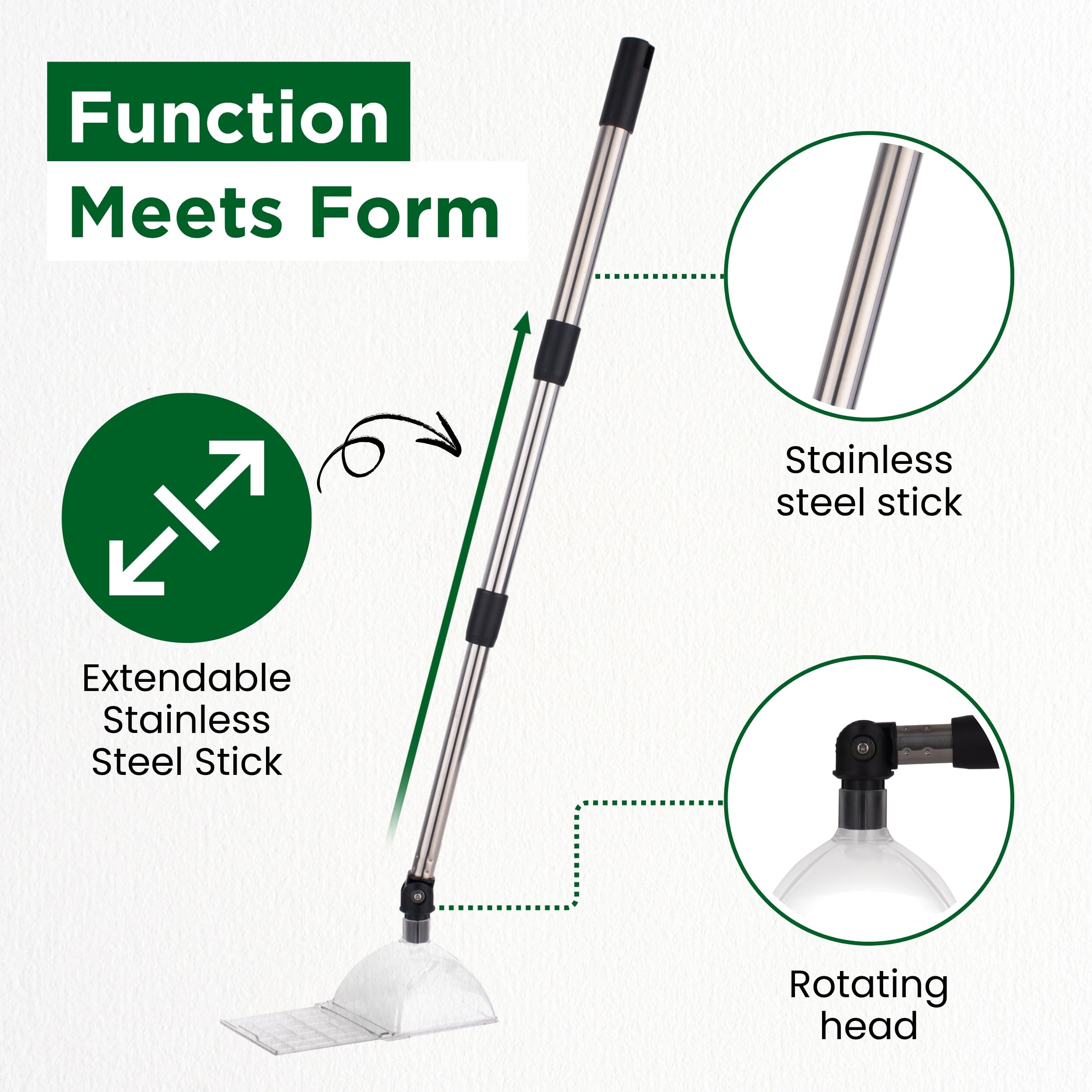 Bug Snatcher extendable stainless stick reaches high spaces