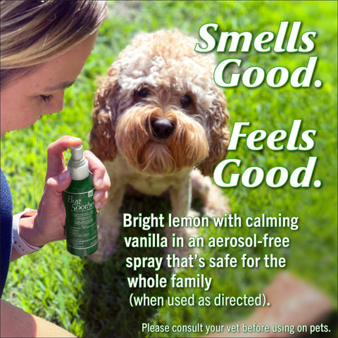 Bug Soother Spray packaging highlights DEET-free plant-based protection