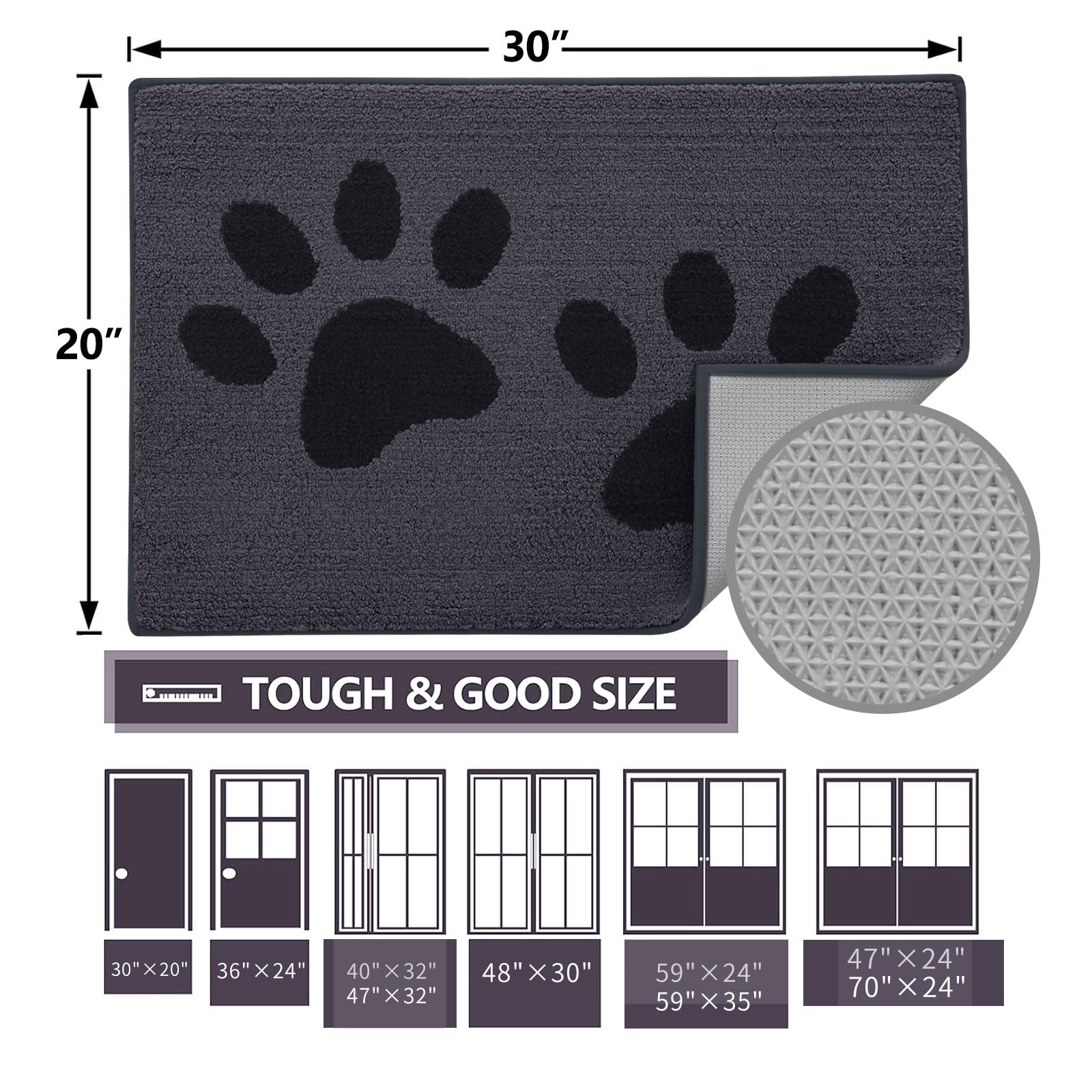 Buganda absorbent dirt-trapper mat preventing dirt tracking in homes