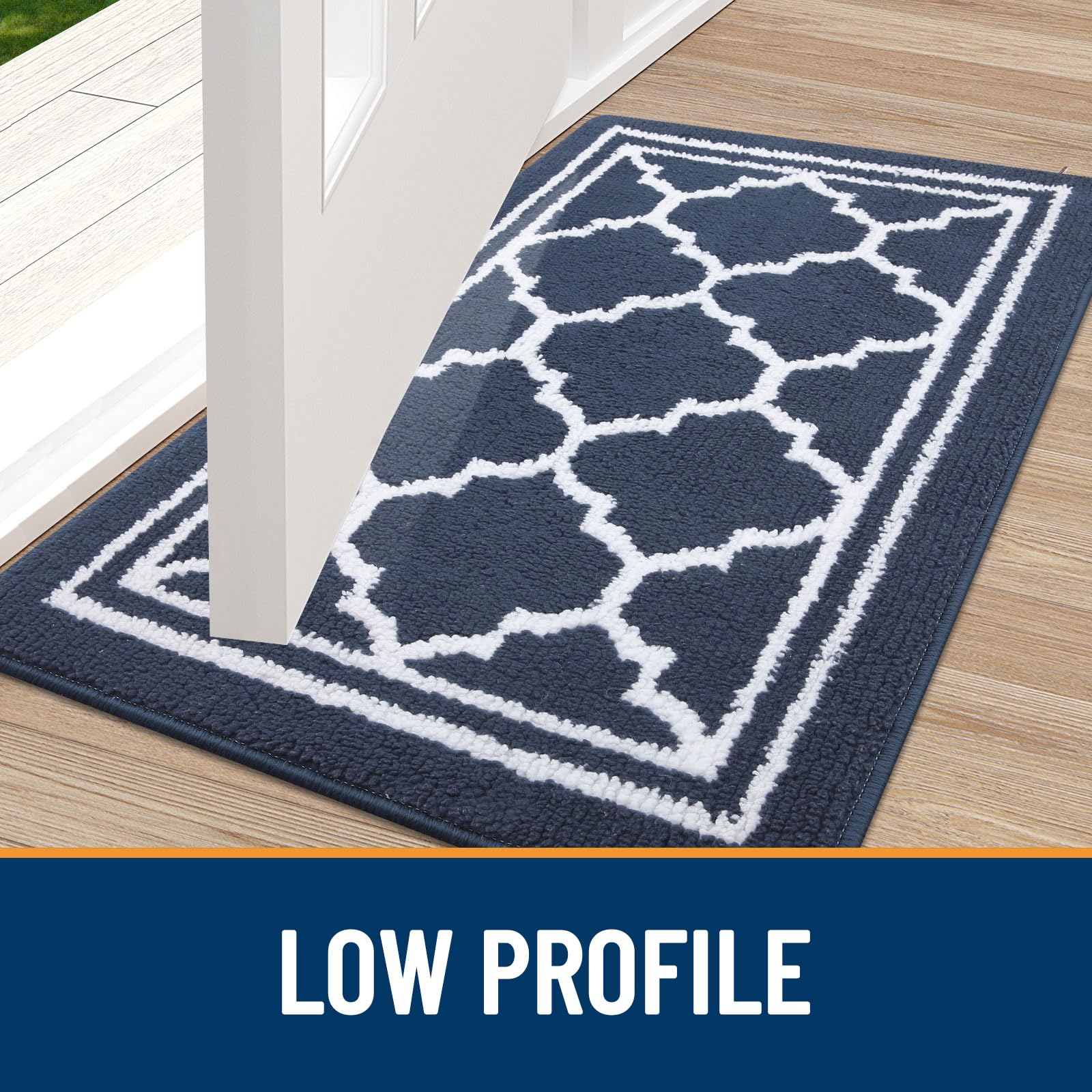 Buganda door mat's low-profile design fits under most doors without snagging