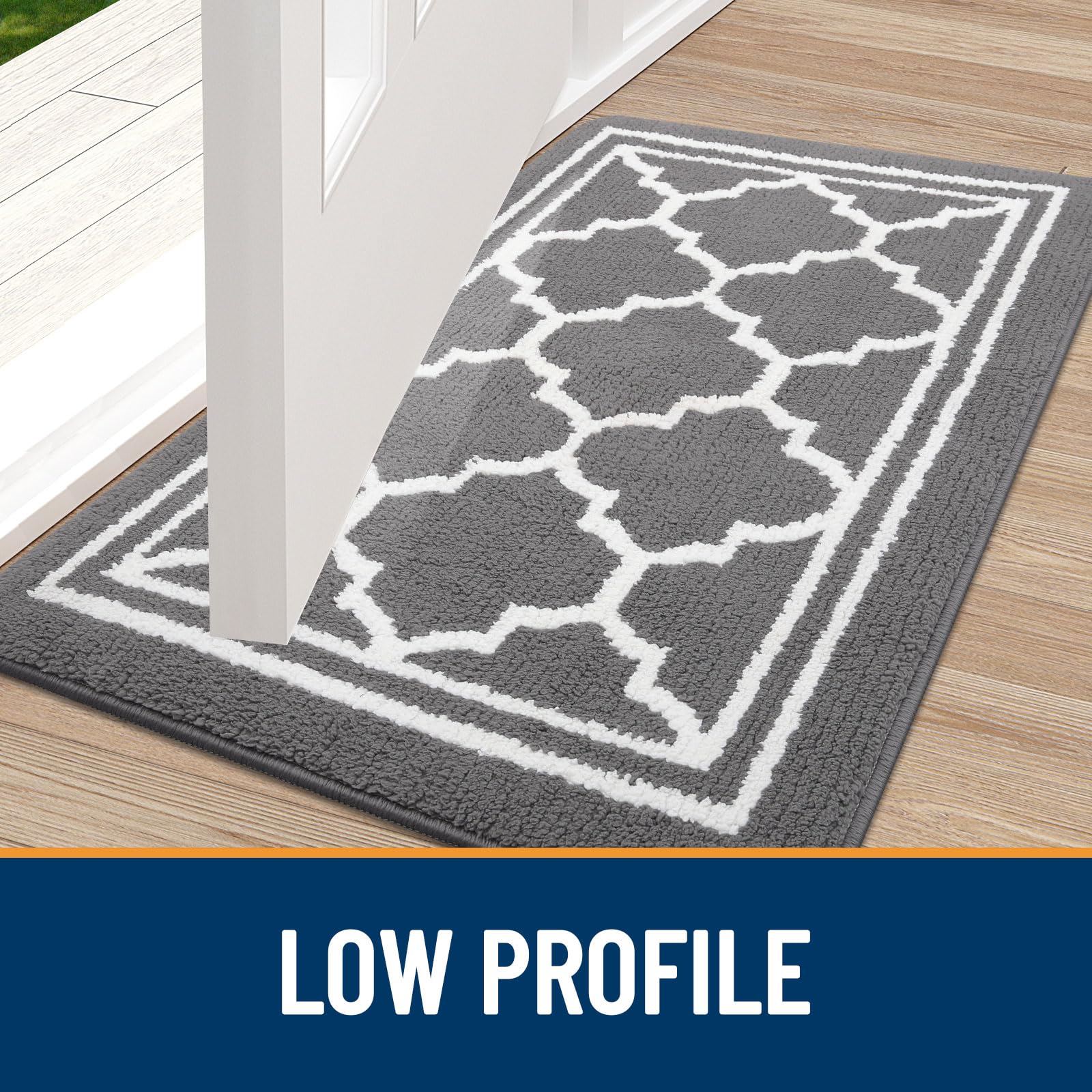 Buganda Indoor Door Mat’s low-profile design stays under doors smoothly.