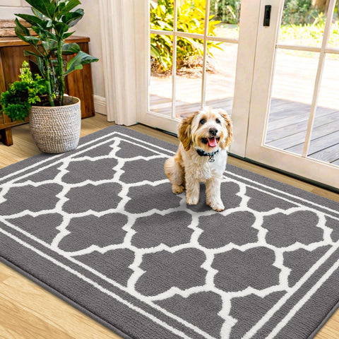Buganda indoor doormat traps dirt for a cleaner entryway.