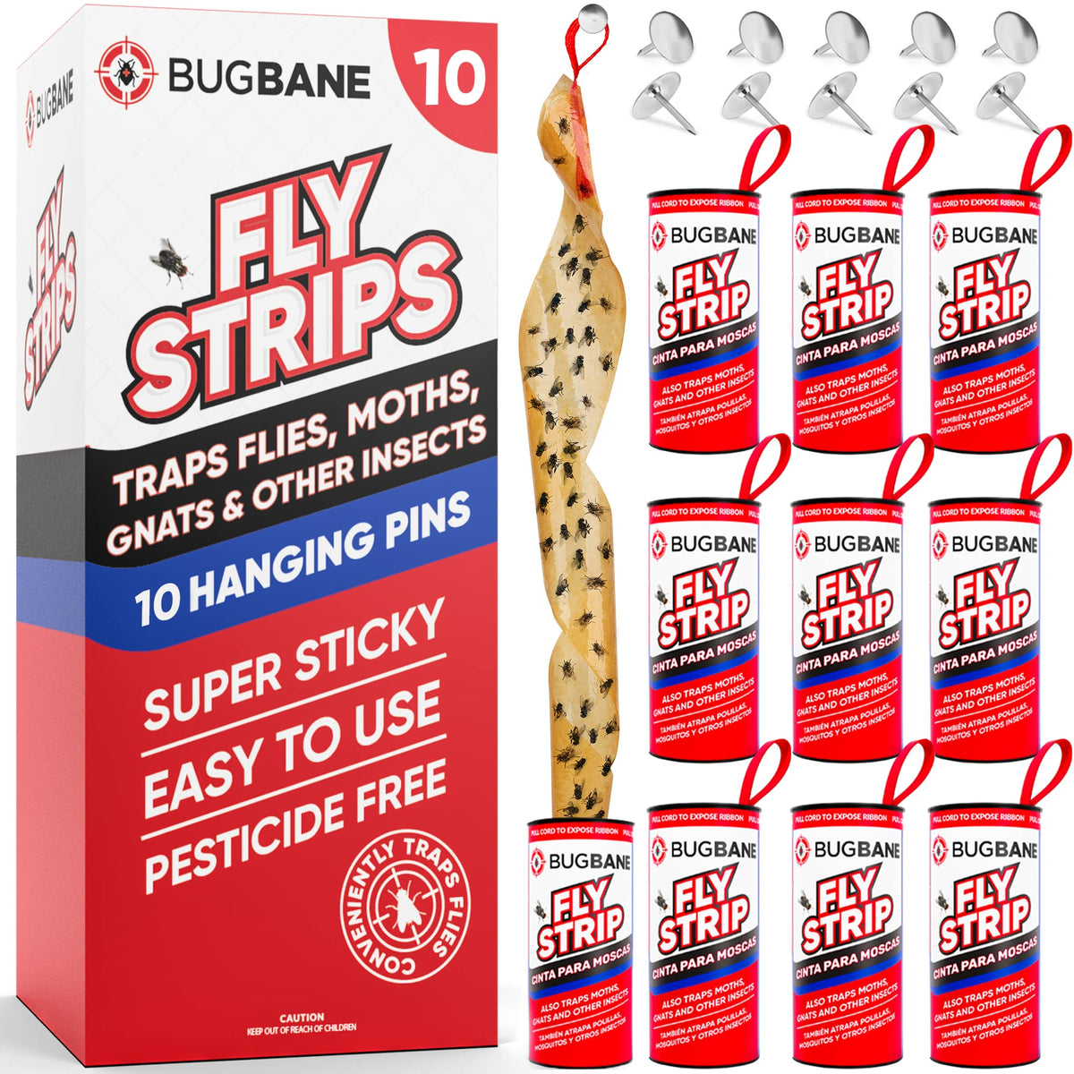 BugBane fly strips indoor sticky roll ready for fast indoor pest capture