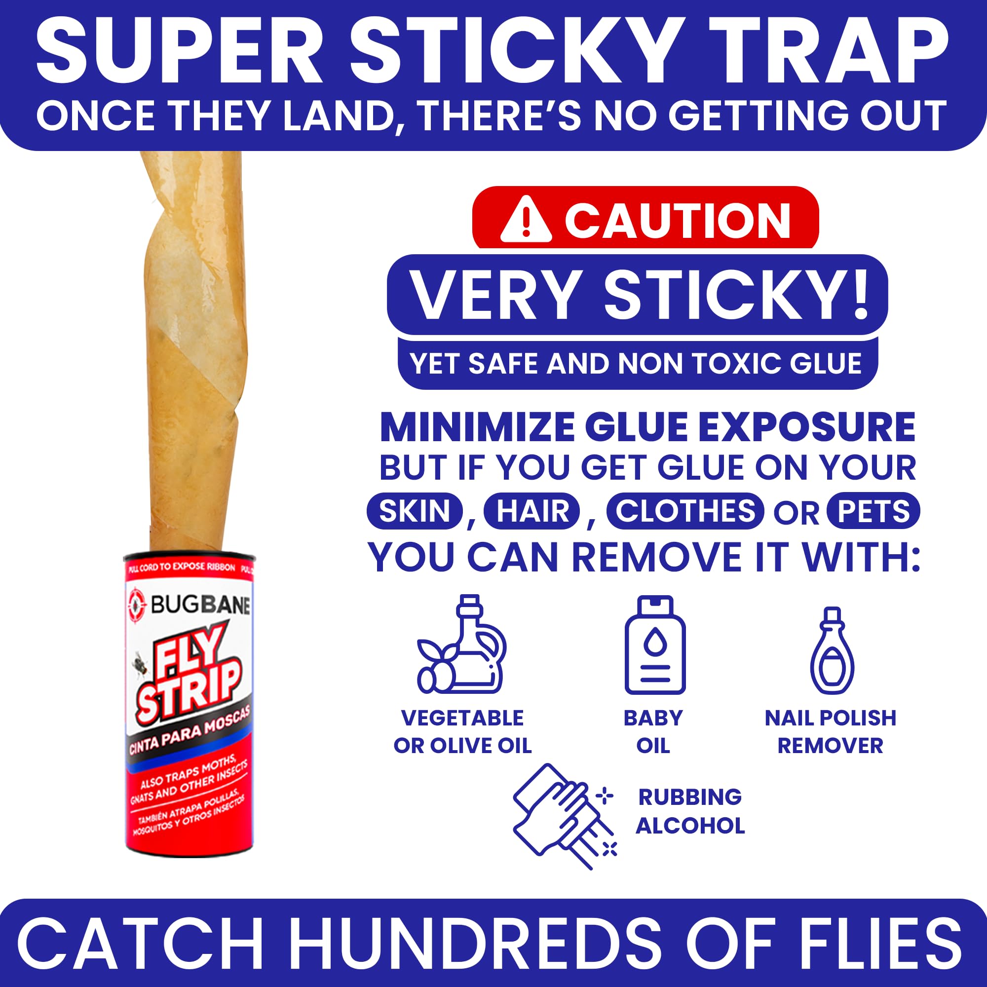 BugBane fly strips waterproof-glue supports year-round use in damp areas.