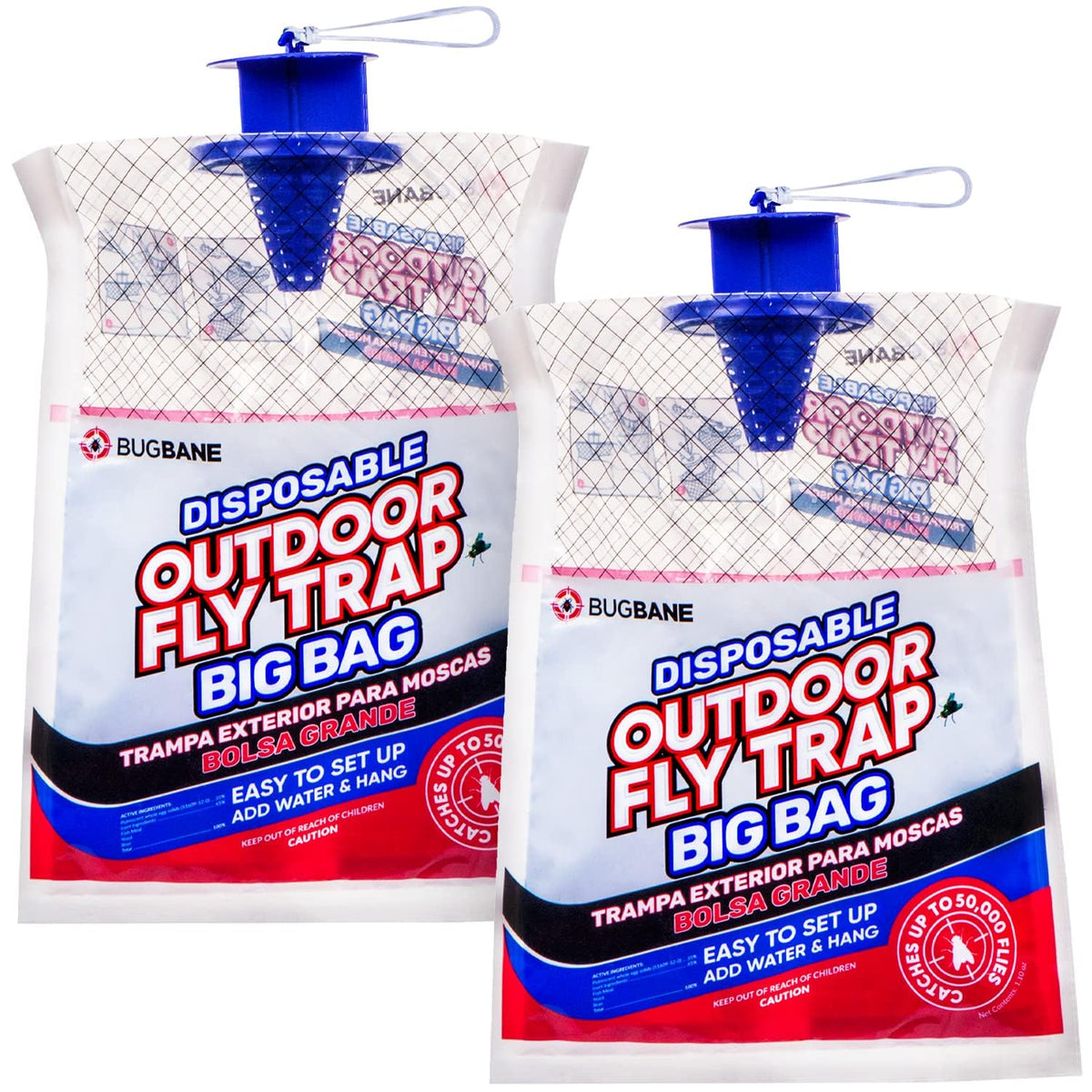 BugBane fly trap outdoor bag-setup ready for quick yard use