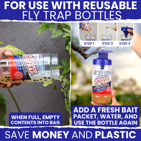Ranch setting with BugBane bait magnet attracting flies into a trap.