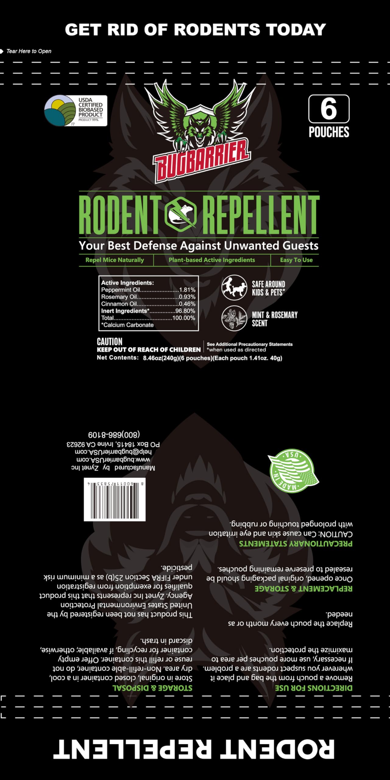 BugBarrier 99% biobased claim shown on branding emphasizes eco-friendly design.