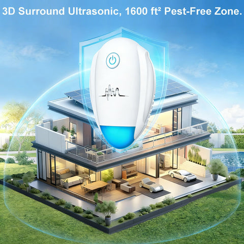 Bugbeat six-pack ultrasonic repeller package displays complete pest control kit.