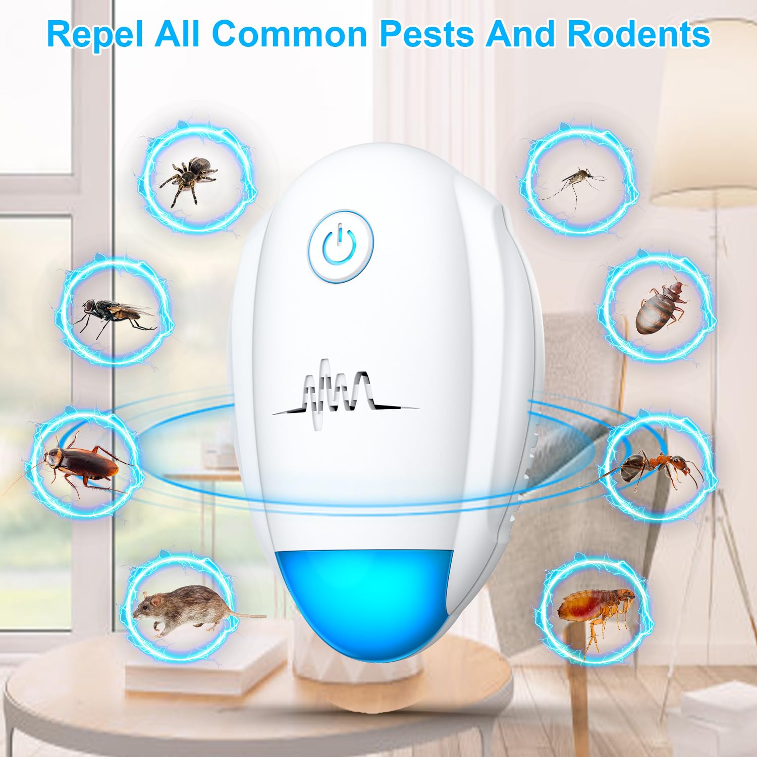 Bugbeat six-pack ultrasonic repeller side view highlights discreet plug-in design.