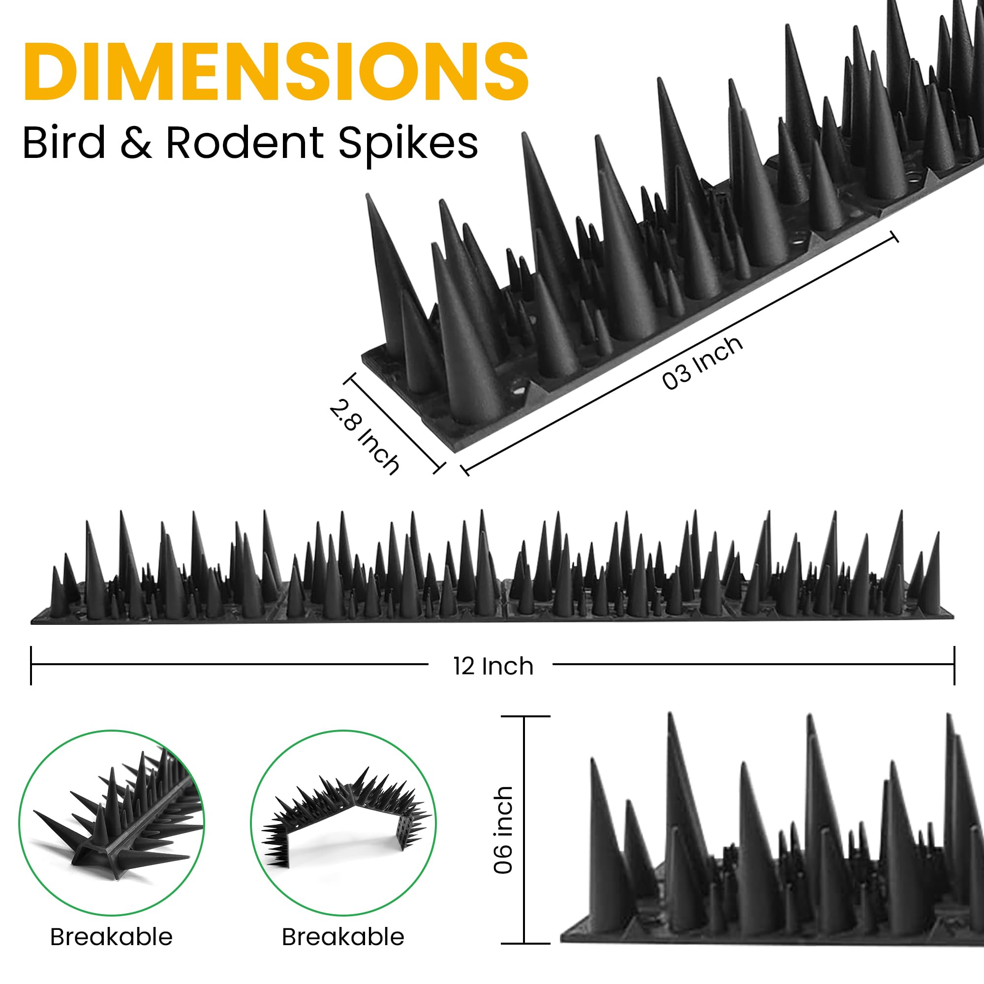 BUGGOFF spikes suitable for fences, gates, roofs and walls to deter intruders.
