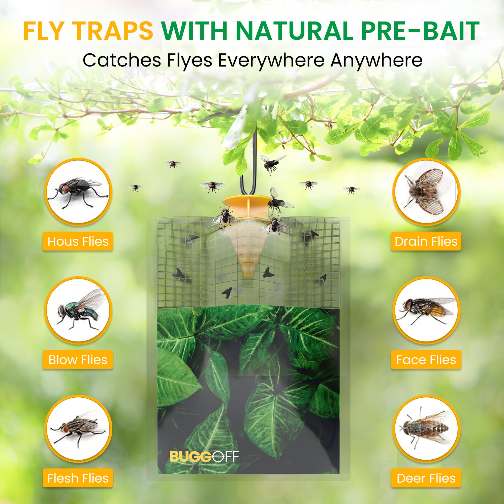 Bugg OFF degradable trap bags support eco-friendly fly control.