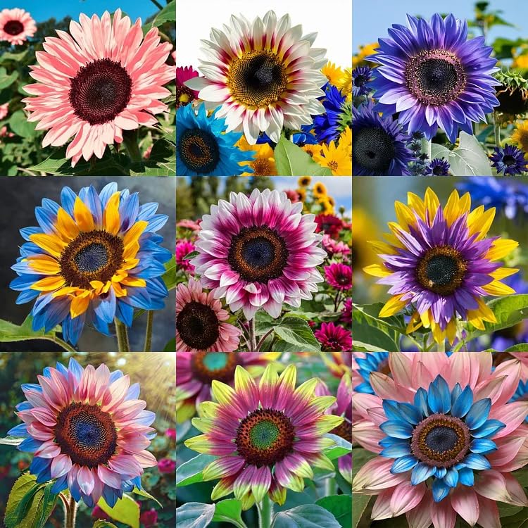 BuggyBeds 100-mixed-sunflower-seeds-pack creates colorful blooms in sunny borders.