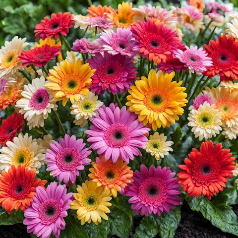 BuggyBeds border garden display of daisies adding color along paths