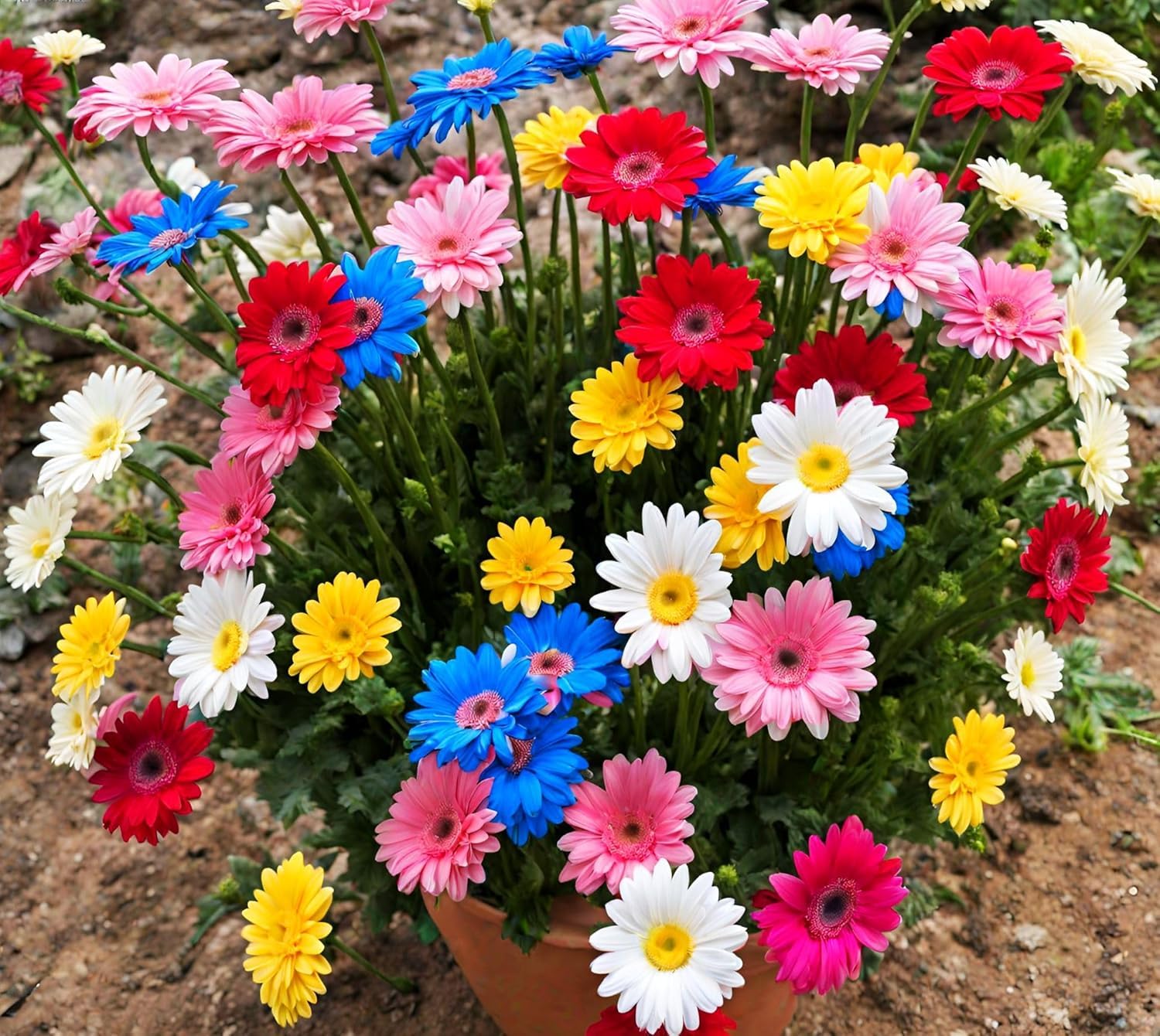 BuggyBeds Gerbera Daisy seeds in garden bed, perennial color for beds.