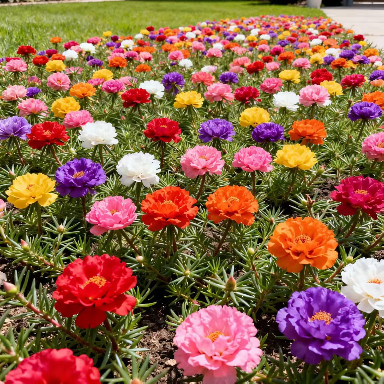 BuggyBeds Moss Rose seeds in mixed colors for a vibrant, low-maintenance ground cover.