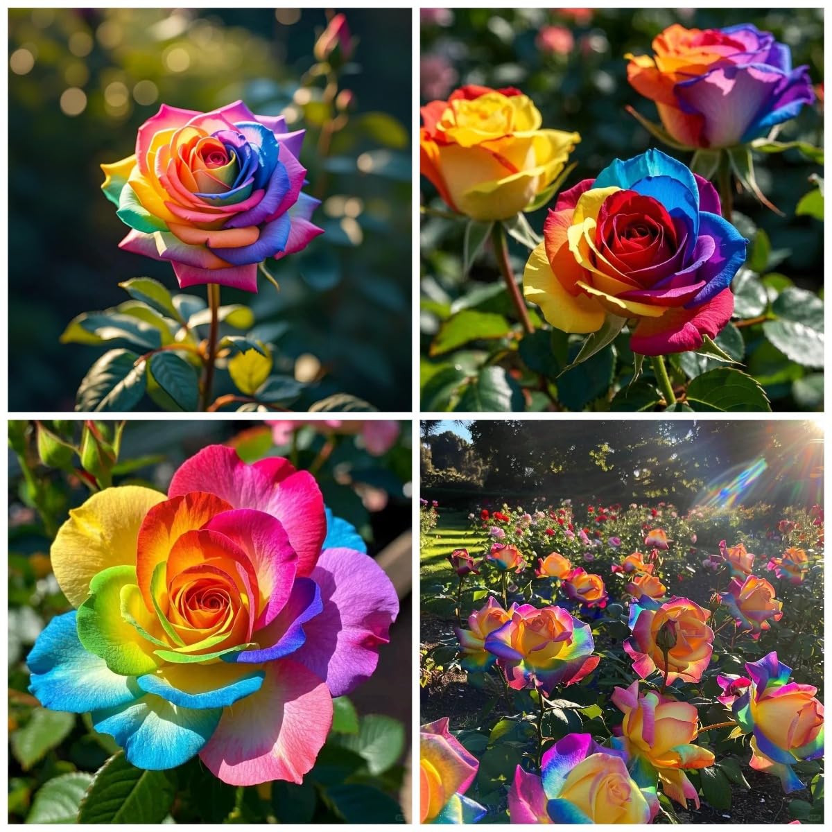 BuggyBeds Rainbow Rose Seeds pack for vibrant multi-tone blooms in borders.
