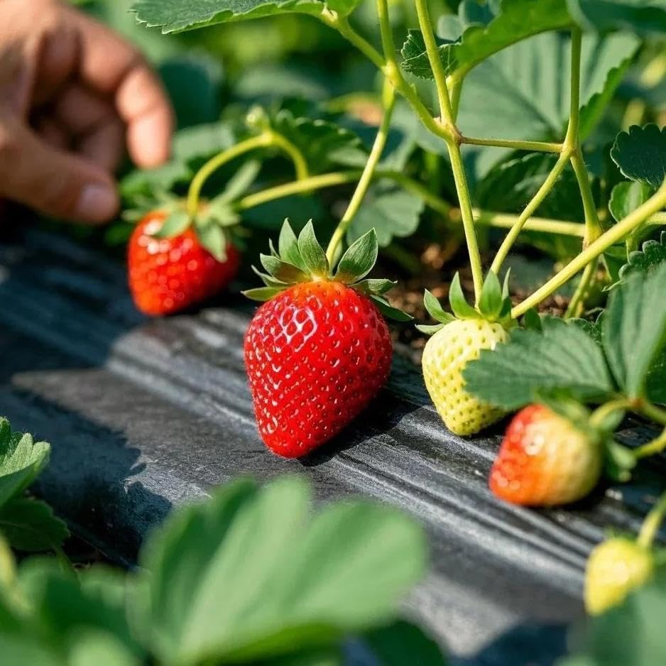 BuggyBeds Strawberry Fruit-Bearing Plant, indicates high-yield possibilities in compact spaces.