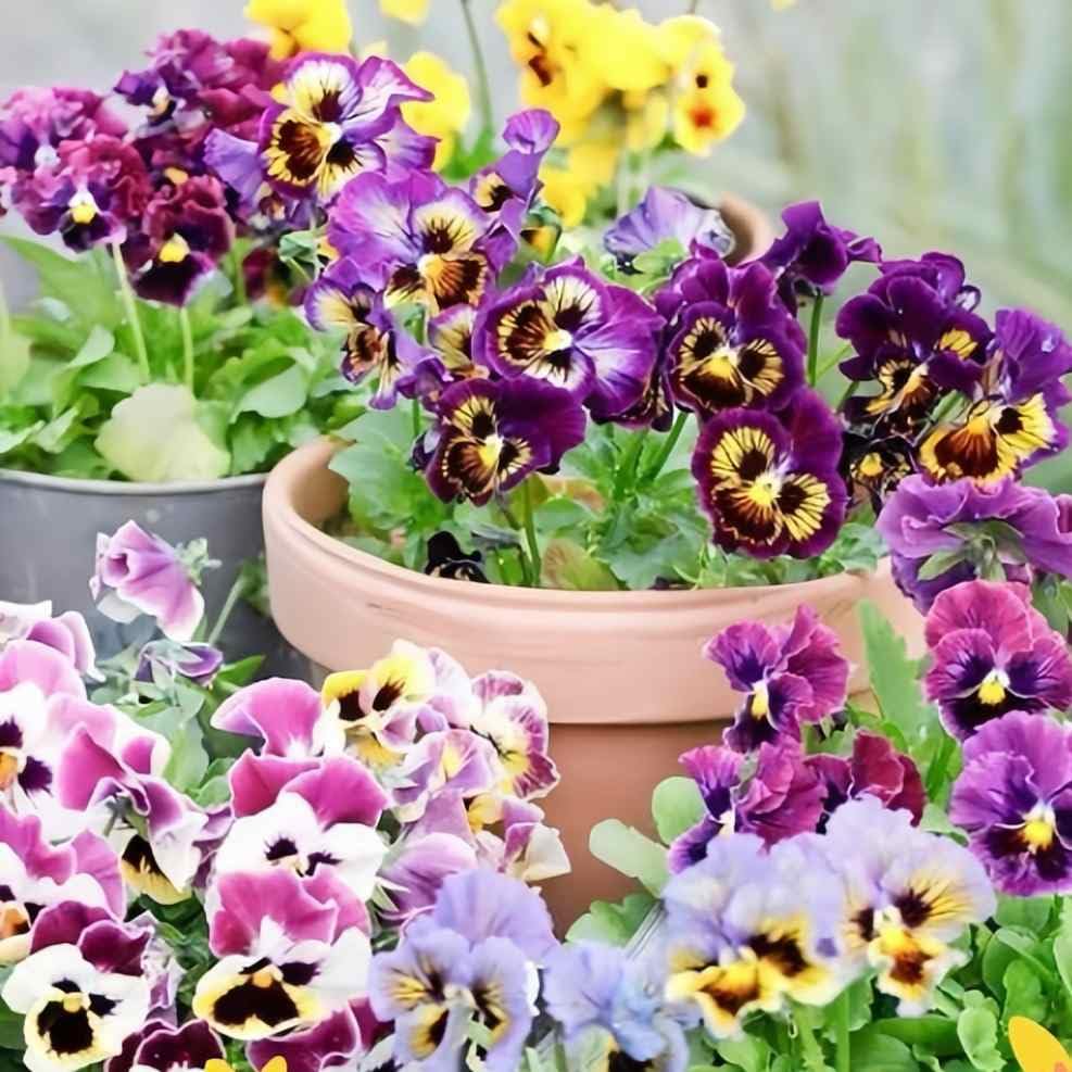 Borders and beds brightened by BuggyBeds Chianti pansies attracting pollinators.